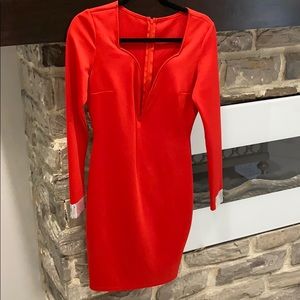 Red dress with deep v for vday!